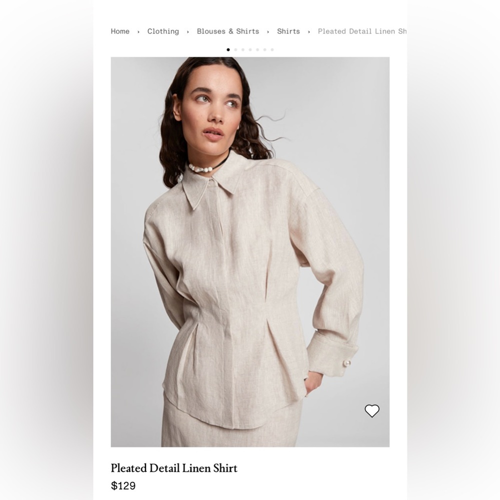 NWOT &other stories Pleated Detail Linen Shirt